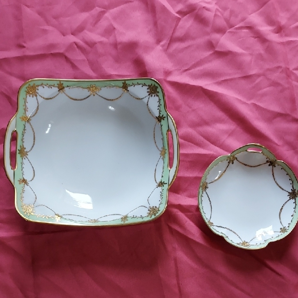 Antique, 1920's Nippon, Chic White and Gold Trimmed Dish Set